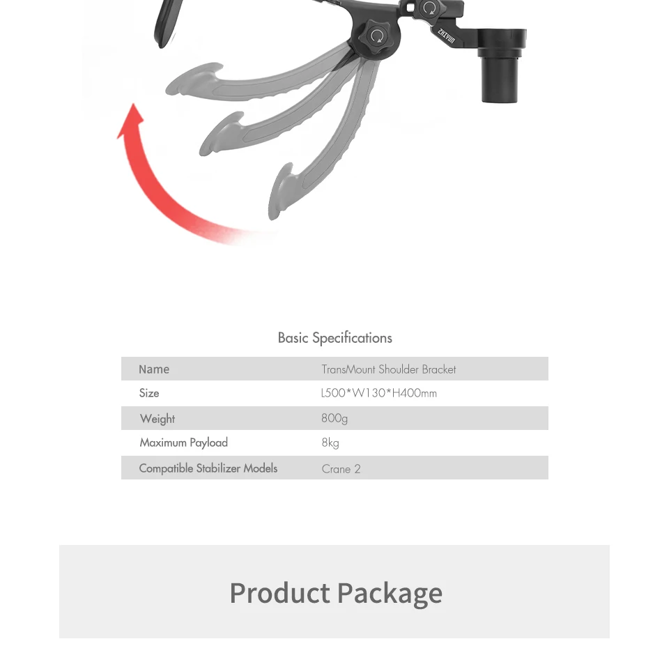 ZHIYUN официальный кран 2 Gimbal аксессуары трансмонтировать плечевой держатель Rig ручка держатель для ручного стабилизатора легко носить с собой