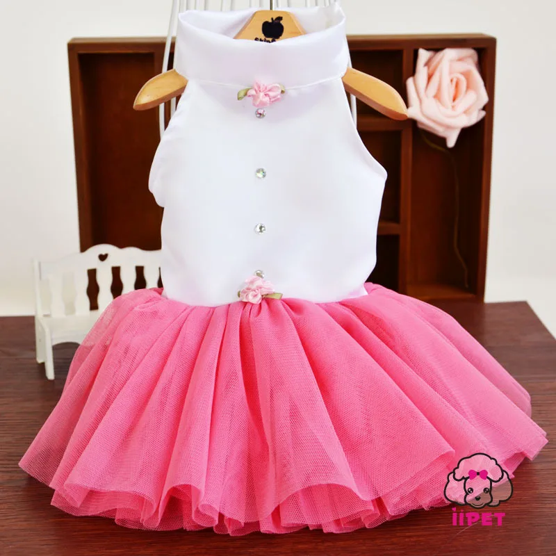 Вечерние платья принцессы из хлопка с цветочным кружевом одежда для собак щенков