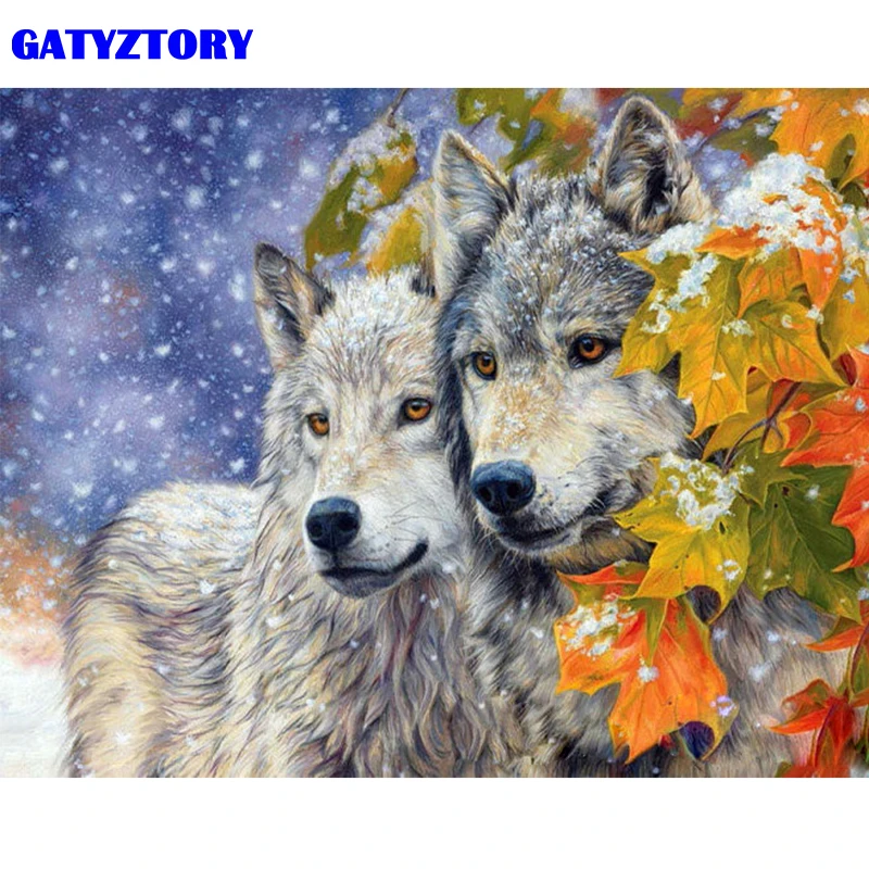 GATYZTORY Набор для рисования по номерам на холсте Снежный волк | Дом и сад