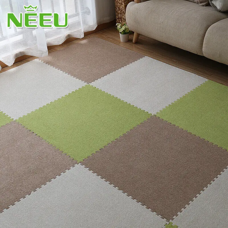 Beige-Khaki-Green Поплавки-приманки из мягкой пены EVA на меху с коротким ворсом головоломка детский игровой коврик кирпечей из глины теплые домашние тапочки из плюша для коврик гимнастический коврик Гостиная татами 30X30X1 см краями 9/16/20 шт - Цвет: Beige-Khaki-Green