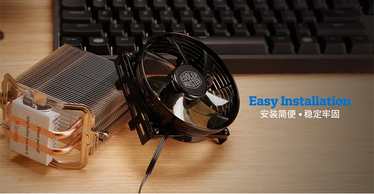 Кулер Cooler Master T20 2 медные тепловые трубки кулер для процессора Intel 775 115X AMD AM4 AM3 cpu Радиатор 95,5 мм 3pin Вентилятор охлаждения процессора ПК тихий