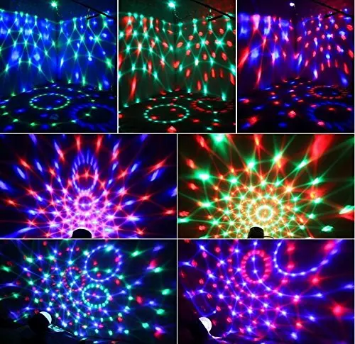 3W Mini RGB LED DJ Stage Lights Crystal Magic Ball KTV Disco Laser Lamp Party Light Sound IR Remote Control Christmas Projector | Лампы и