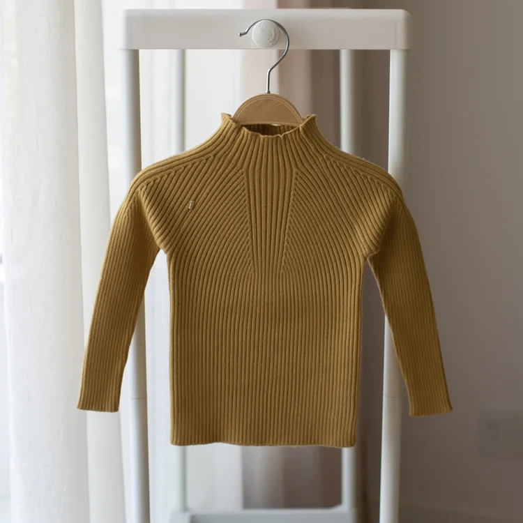 Весна Осень 2019 новый вязаный свитер для маленьких девочек Детский с полувысоким