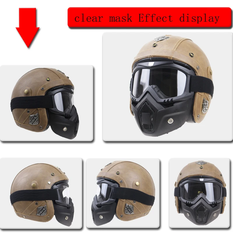 Винтажный мотоциклетный шлем 5 цветов доступные линзы подходят для всех видов