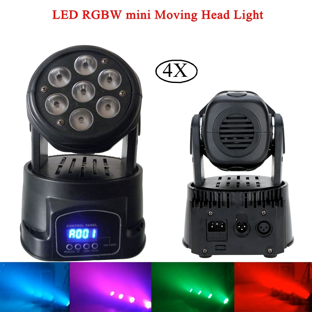 

4Pcs/Lot Professional LED 7x10W RGBW 4IN1 Moving Head Wash Light DMX512 For Disco DJ Music Party KTV Nightclub Stage Lights