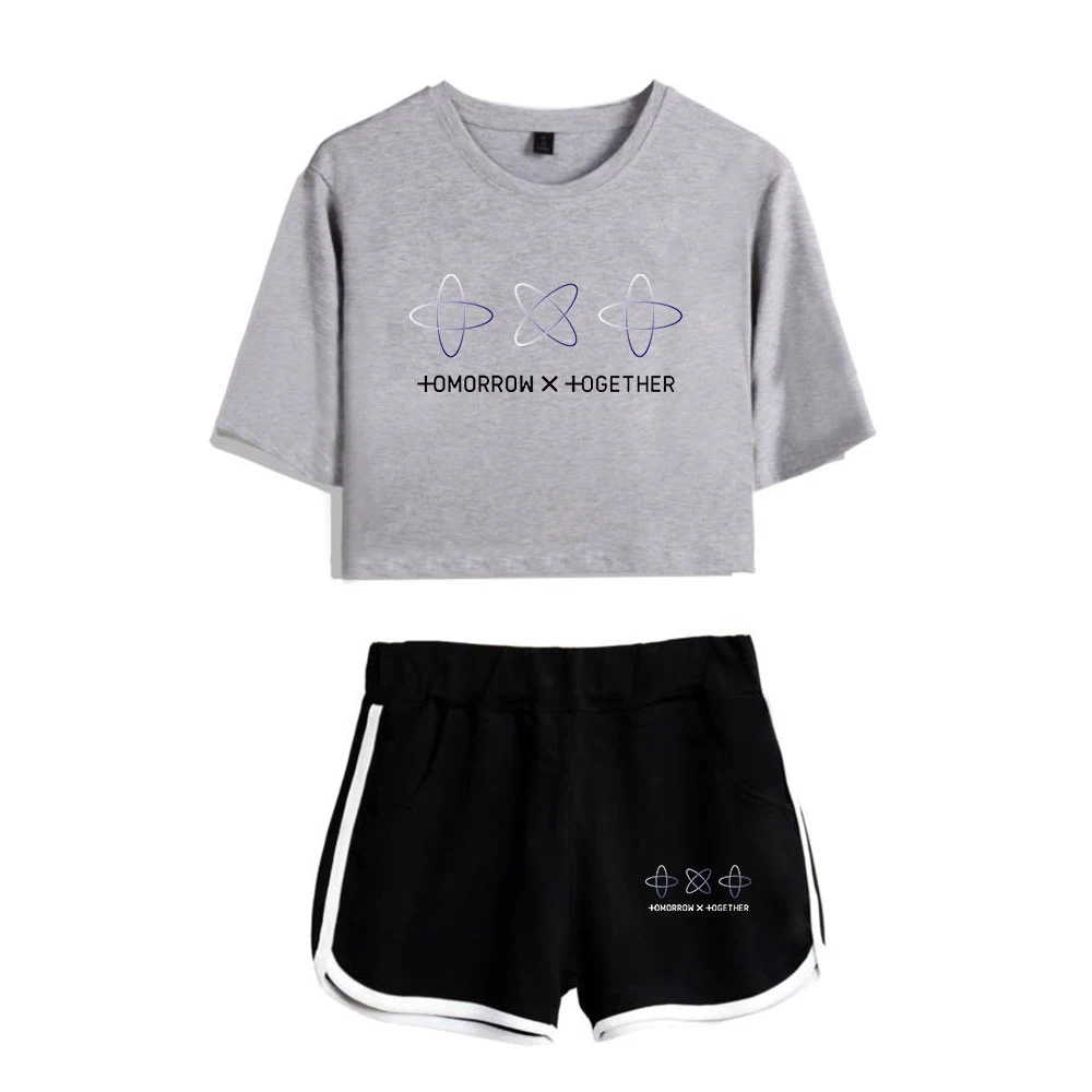 

TXT Tomorrow X Together Summer Kpops Women Two Piece Set Shorts and T-shirts Clothes 2019 Hot Sale Print Plus Size XXL