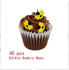 40pcs Пчела съедобные кексы украшения вафли кекс Toppers, Шмель пчёлы предварительно вырезанные, торт/Кекс творческие инструменты украшения вечерние поставки - Цвет: 40pcs