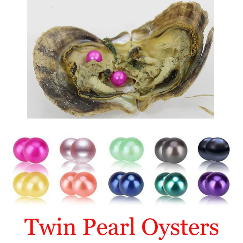 

25pcs/lot New Akoya Twins Pearl Oyster 2018 DIY Round 6-7mm 27Colors Seawater natural Cultured in Fresh Oyster Pearl Supply