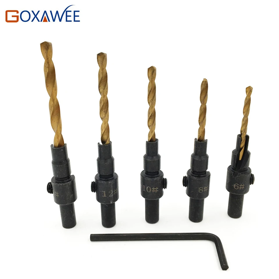 Сверла GOXAWEE из быстрорежущей стали с шестигранным хвостовиком 1/4 титановые