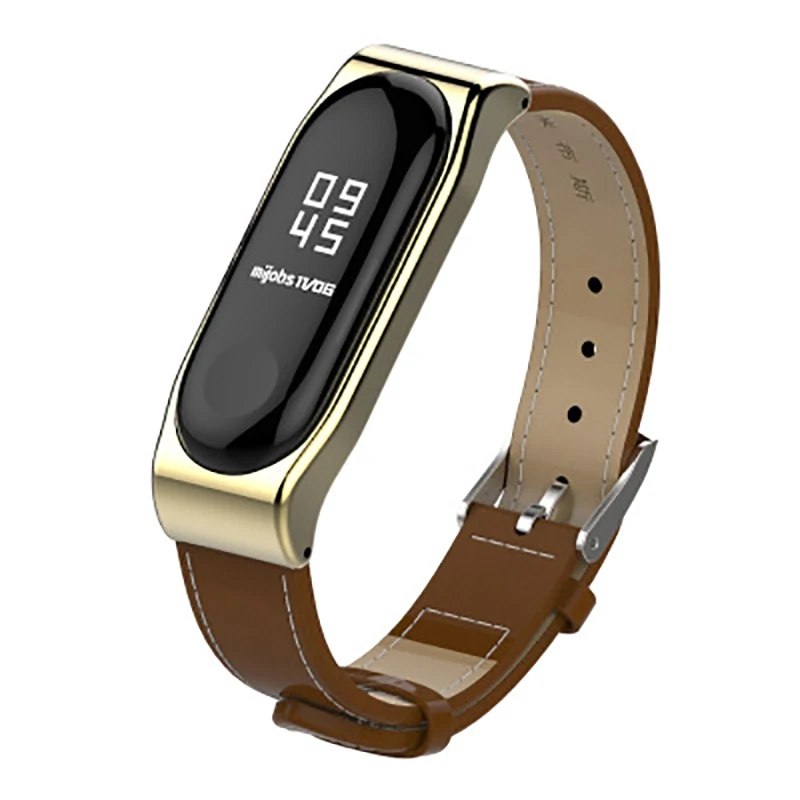 Ремешок для браслета Xiaomi Mi Band 3 из натуральной кожи Сменные Металлические