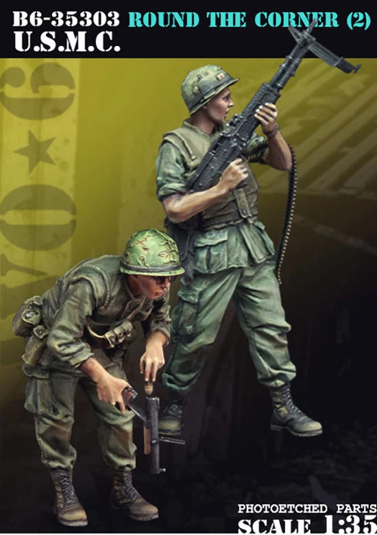 1/35 USMC Круглый угол 2 человека модель солдата из смолы GK военная тема Второй