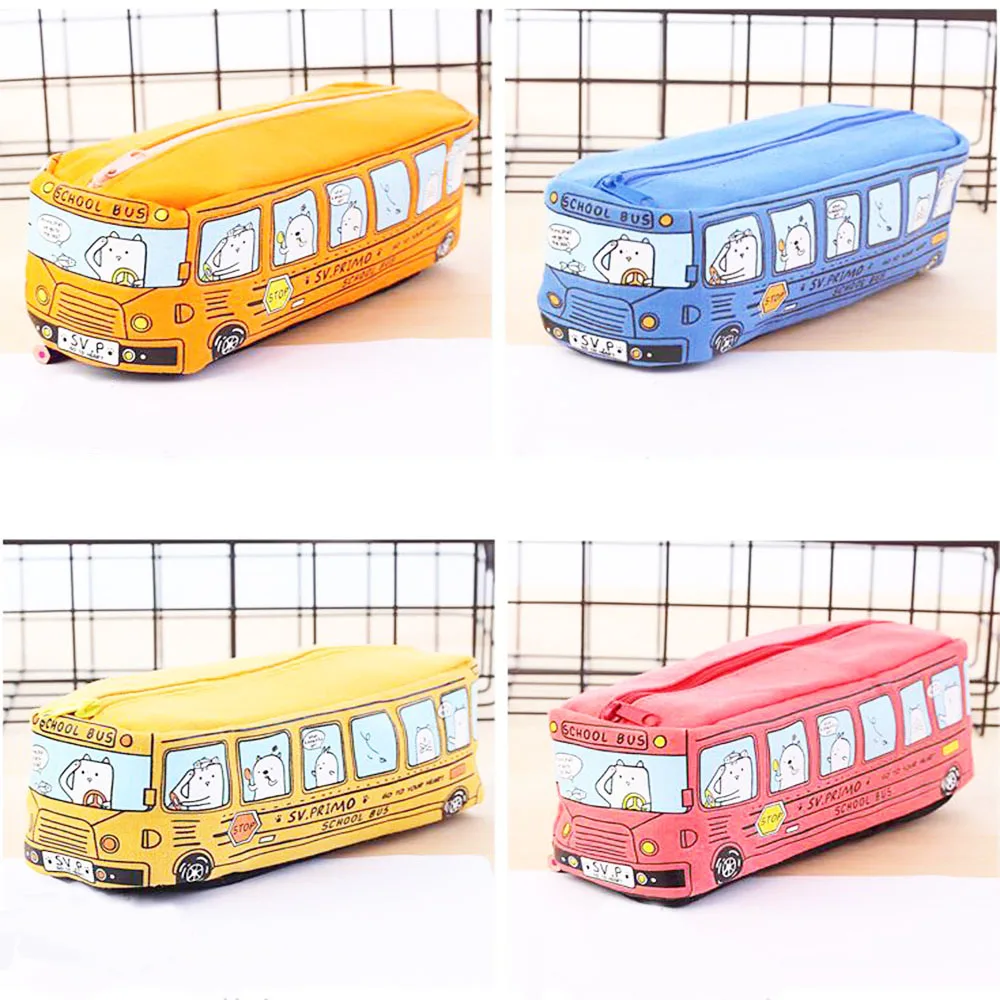 Case Students Zipper Canvas Pens Pouch Stationery Organizer Holder