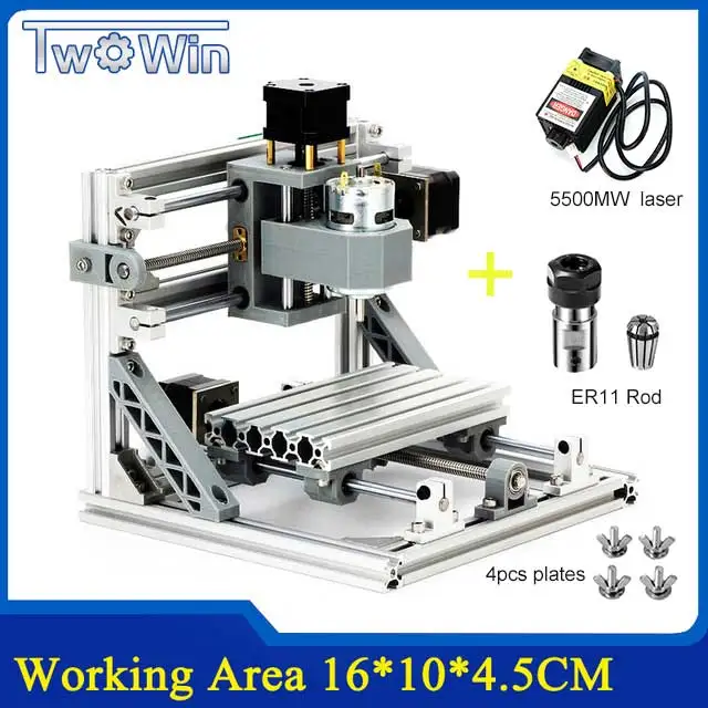 5500mw laser CNC 1610 GRBL управления Diy Мини станок с ЧПУ, рабочая зона 16x10x4,5 см, 3 оси Pcb фрезерный станок, древесины маршрутизатор, ЧПУ маршрутизатор, v2.4 - Цвет: 5500mw laser