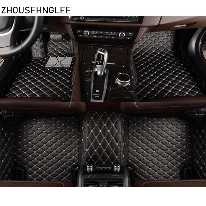 Single layer Zhoushenglee кожаные автомобильные коврики для Audi Q7 2006 2007- Пользовательские Авто подушечки автомобильной ковровое покрытие - Название цвета: Single layer