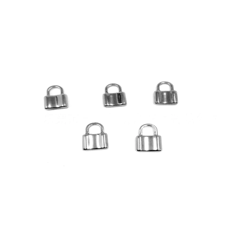 5pcs 5 шт., никогда не выцветает, ручная работа, для мужчин и женщин, нержавеющая сталь, Квадратный замок, подвеска, замок, подвески, чокер для самостоятельного изготовления ожерелья, ювелирных изделий - Окраска металла: 5pcs