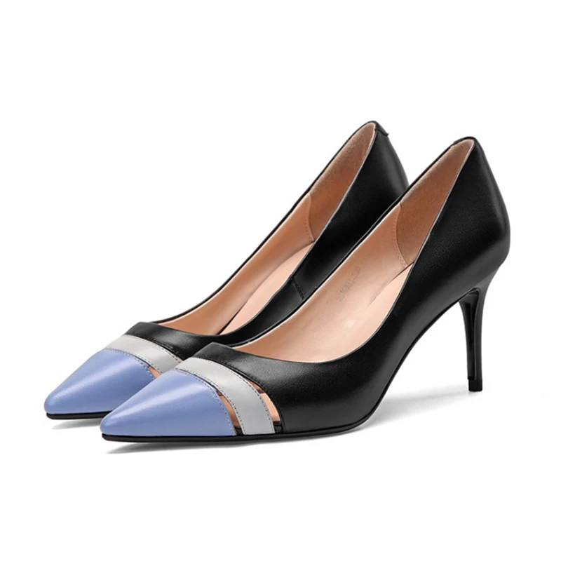 Женские туфли лодочки из коровьей кожи MLJUESE вечерние на высоком тонком каблуке с