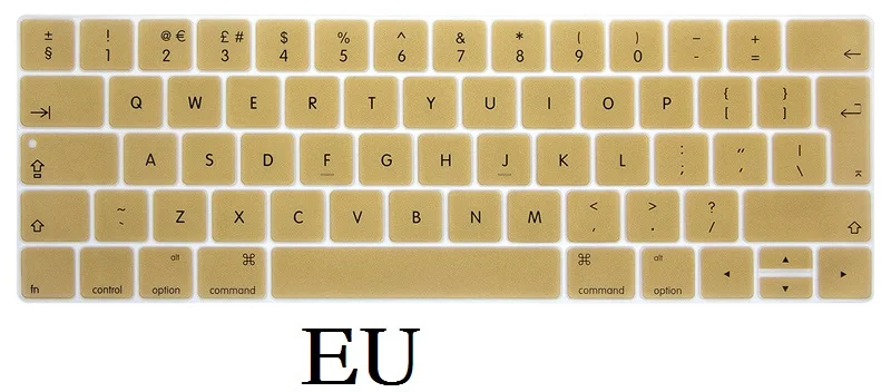 EU Gold ЕС США для Macbook Pro 13 15 крышка клавиатуры силиконовый A1706 A1989 A1707 A1990 Английский для Macbook Pro 13 15 клавиатура пленка - Цвет: EU Gold