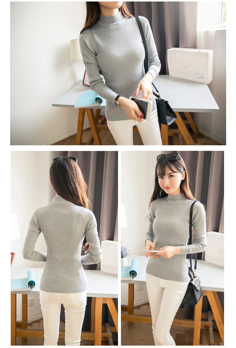 OHCLOTHING новые зимние корейские короткие полу Высокий воротник рубашки с длинными рукавами свитер с высоким воротом Пальто fit