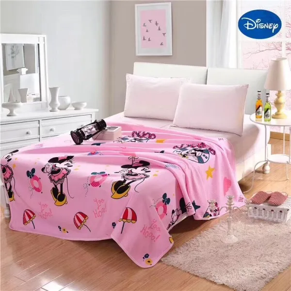 pink minnie Disney синий белый Микки Минни Замороженные Винни Двухслойное Мягкое хлопковое летнее одеяло покрывала на мягкую мебель одеяло пледы для мальчиков девочек - Цвет: pink minnie