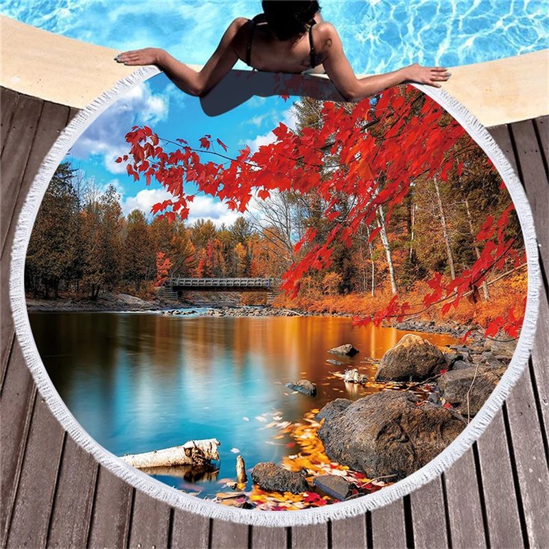 Принт &quotтропические растения&quot большое круглое пляжное полотенце для взрослых