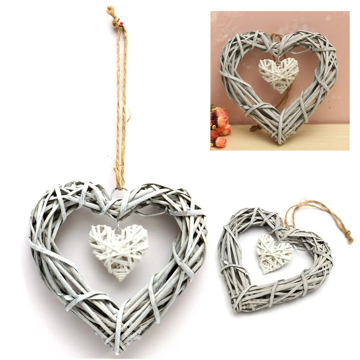 Плетеные висячие украшения из ротанга в виде сердца свадебные Sepak Takraw вечерние