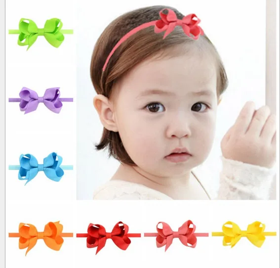 

MengNa 100pc/20color 2.4" Girls Ribbon Hair Bows Headbands Ribbon Hair Bow Elastic Hair Band Kids Headband Hair Accessories