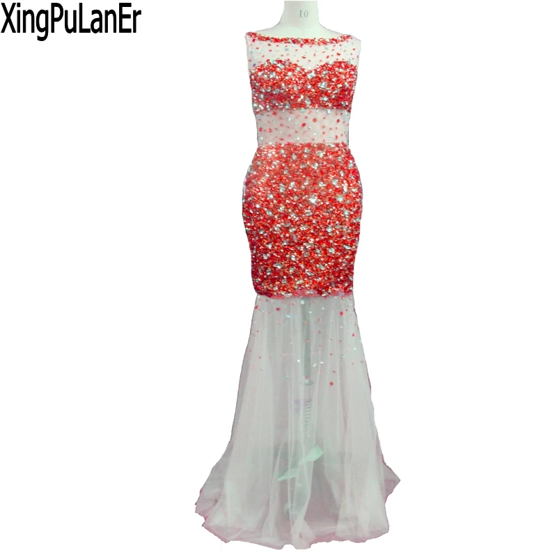 

Женское платье-русалка без рукавов, длинное платье с открытой спиной и бисером, индивидуальный пошив