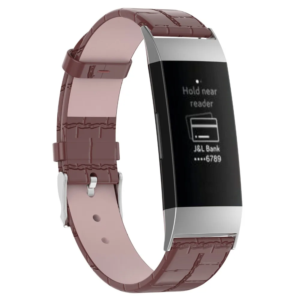 Классический Браслет из натуральной кожи для Fitbit Charge 3 полос для мужчин и женщин Замена t с разъемом из нержавеющей стали 10,12