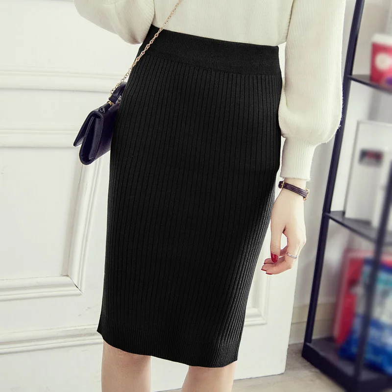 Женская трикотажная юбка-карандаш LBY2018 облегающая длинная до колена с высокой