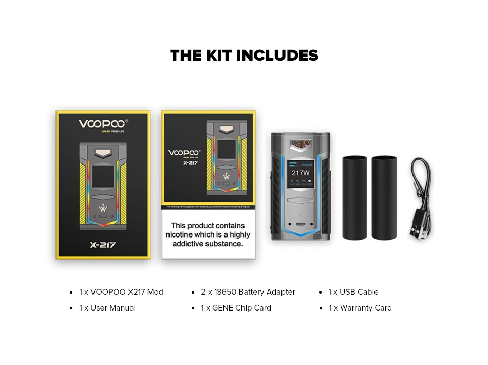 Горячая VOOPOO X217 коробка мод 217 Вт TC мод электронная сигарета Vape ген. Вентилятор чип TFT ips HD экран Fit Uwell Crown 4 Tank