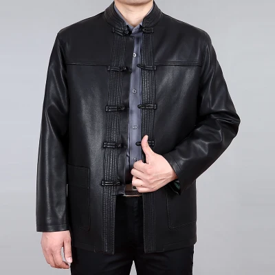 Мужская кожаная куртка MSAISS из овчины с вышивкой|clothing leather jacket|leather jacketmens coat |