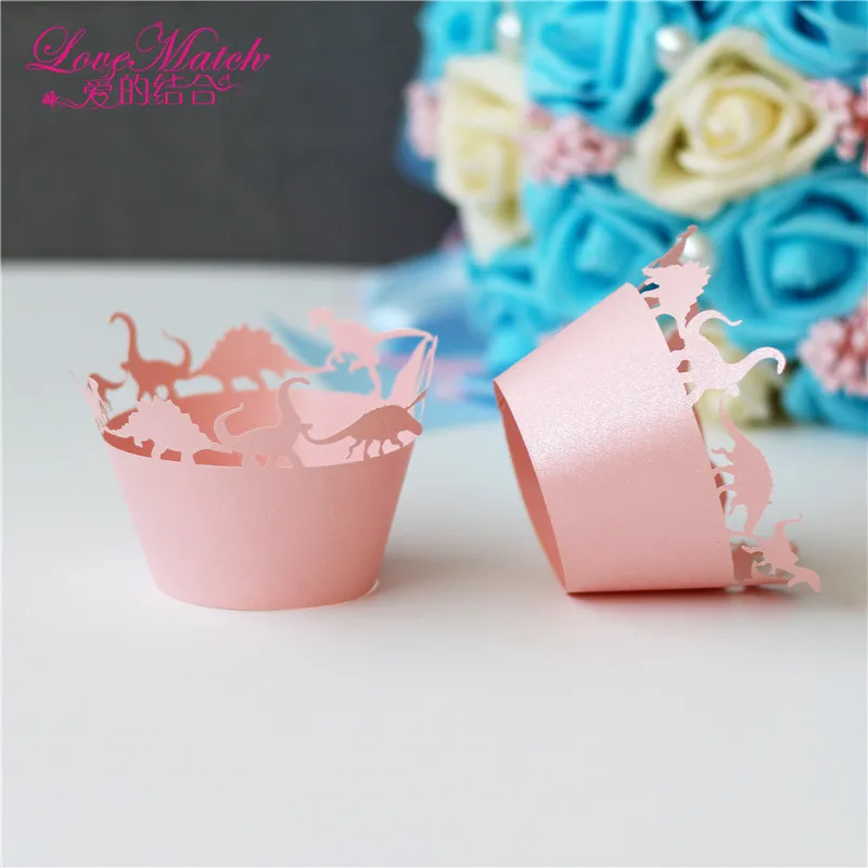 50 шт./лот динозавр лазерная резка обертка чашки торт для Свадебные украшения и