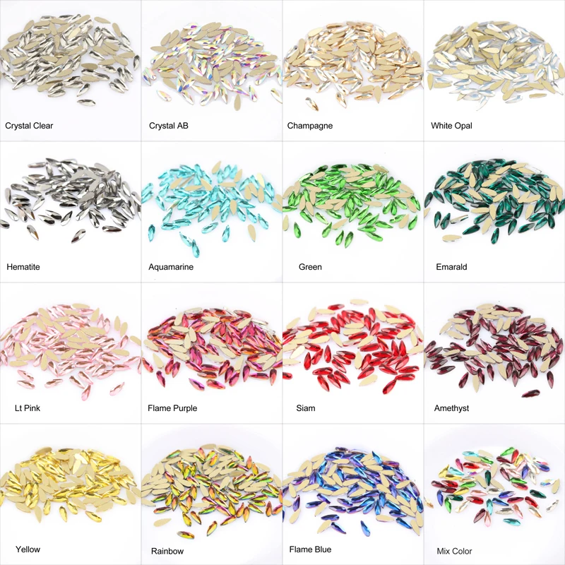 Горячая Распродажа маникюрные Стразы 2x6 мм 26 цветов Необычные хрустальные стразы