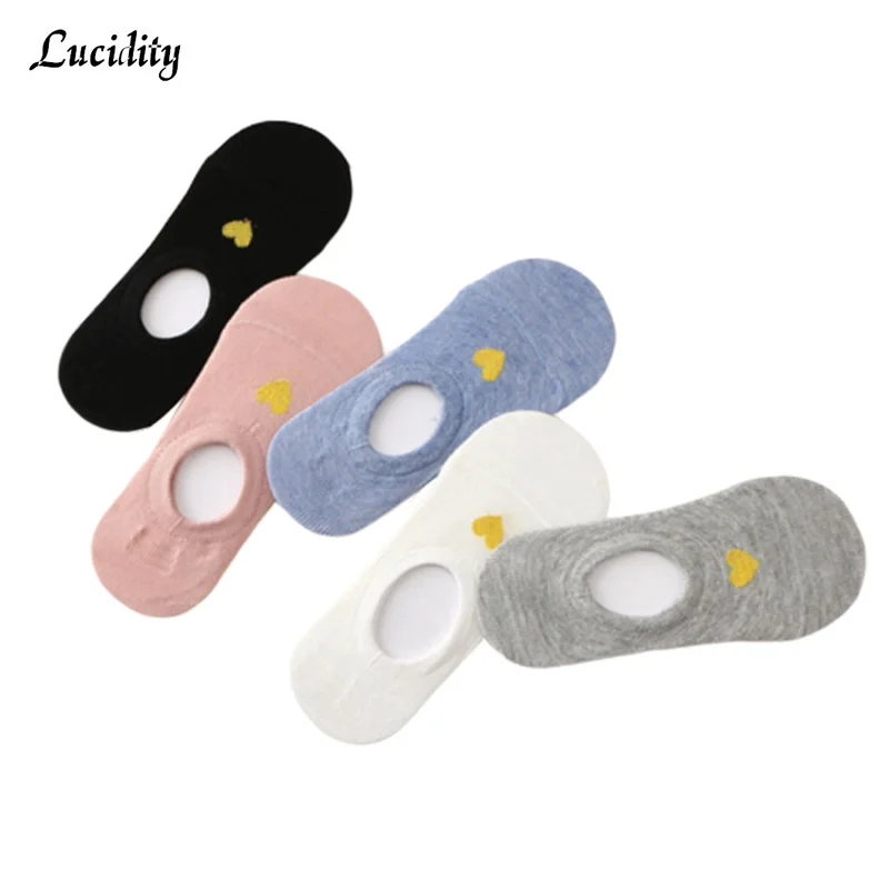 Женские летние носки невидимые женские носки-лодочки с вышивкой Love и закрытым