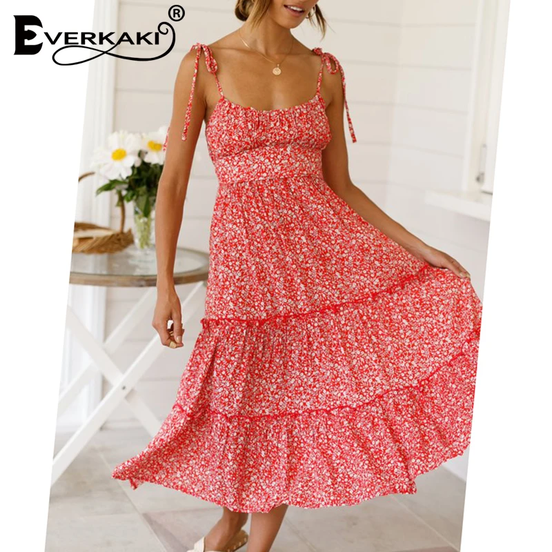 Everkaki богемное платье-комбинация с принтом длинное платье для женщин высокая