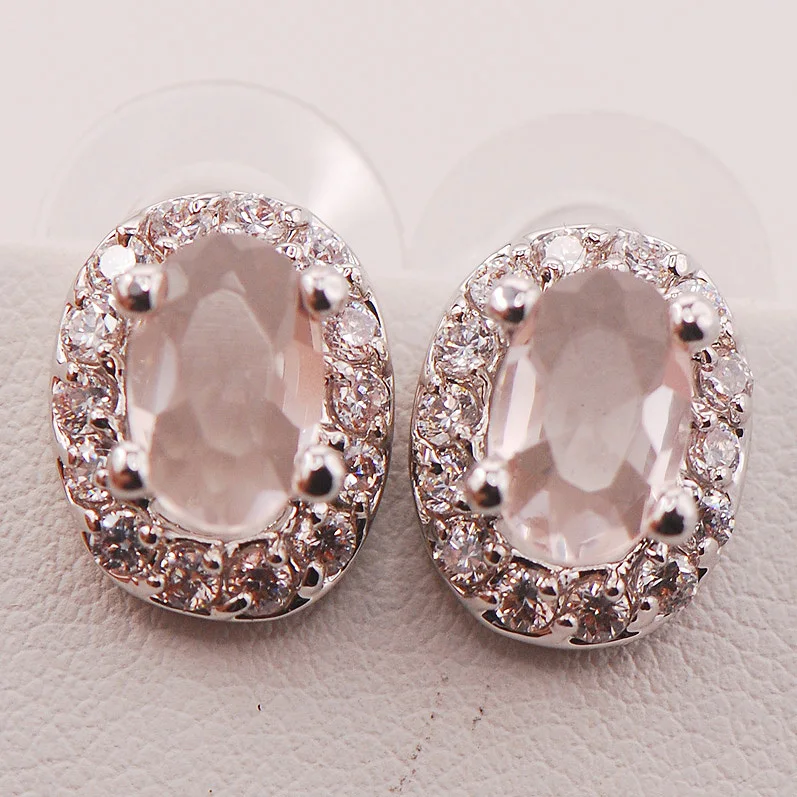 Женские серьги из серебра с бриллиантами Morganite TE479|earrings c|earrings coconutearrings zircon |