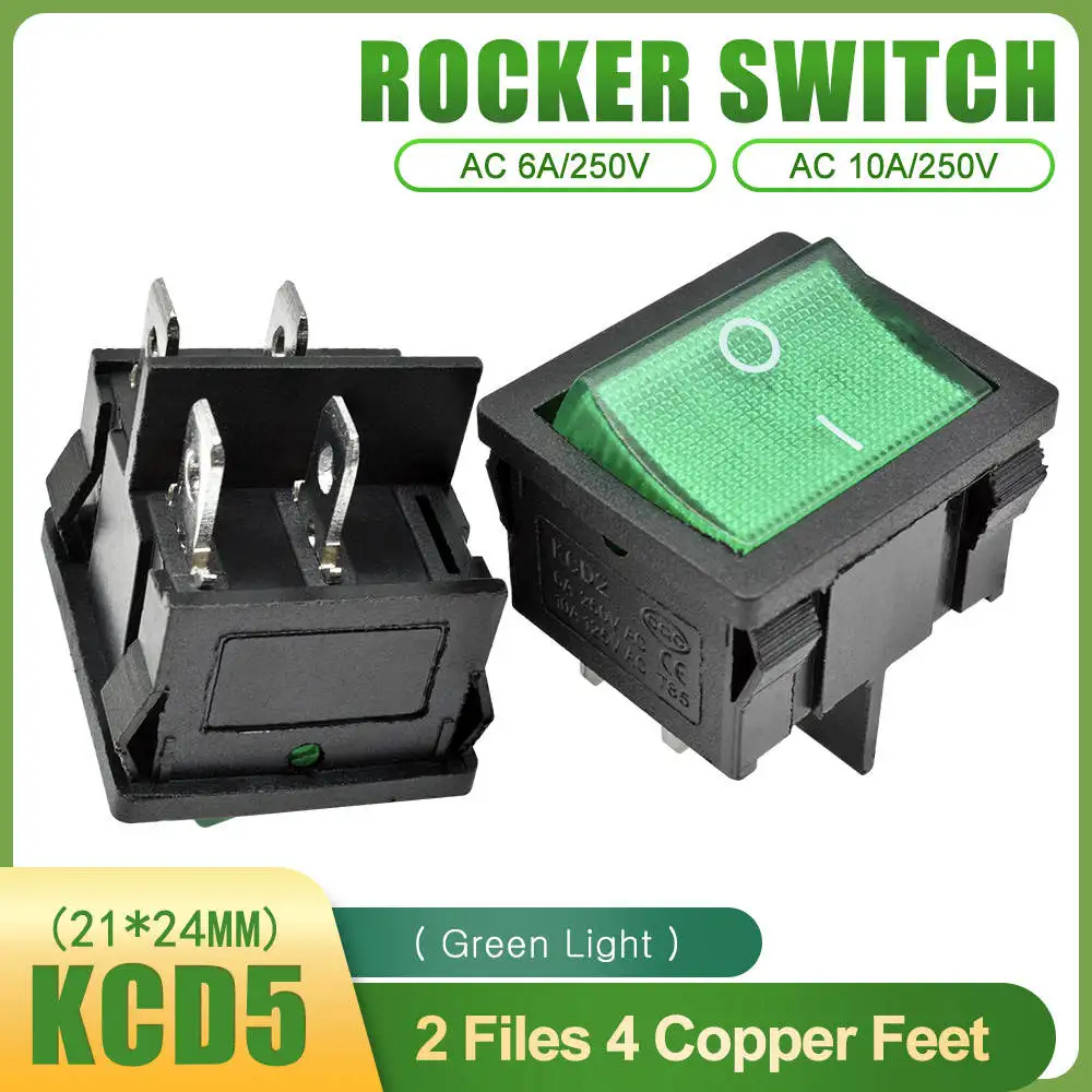 ON-OFF 4 Pin 5 шт. KCD5 защелкивающийся клавишный переключатель 4 Pin 6 Pin ВКЛ-ВЫКЛ-вкл 2 позиции 3 положения 6A 250 В лодка Кнопка питания переключатель с светом - Цвет: ON-OFF 4 Pin