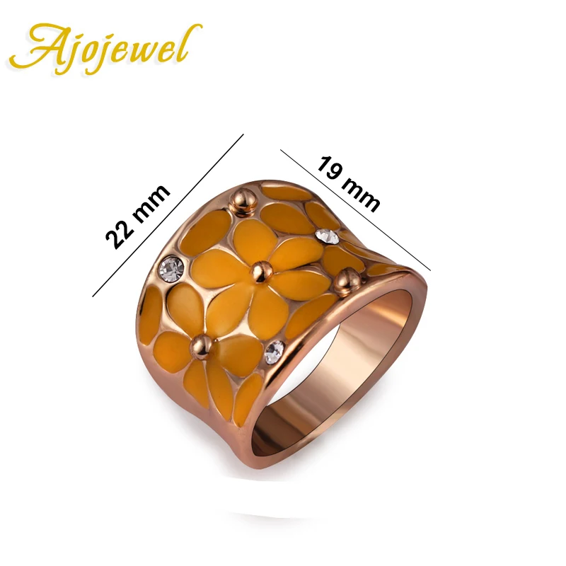 Ajojewel CZ розовый эмалированный цветок большой браслет кольца для женщин шарф