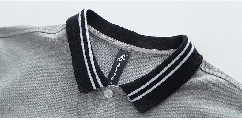 Pioneer Camp Golf polo рубашка новая мужская брендовая одежда с коротким рукавом серая Простая Повседневная Лоскутная Поло Мужская ACP703084