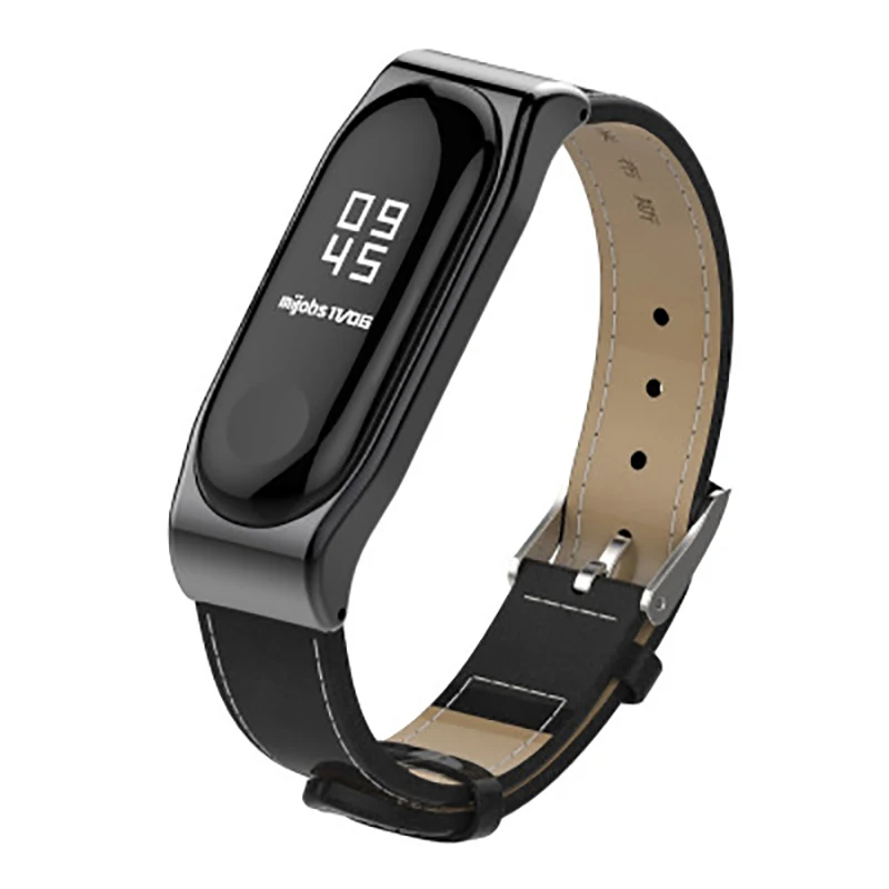 Ремешок для браслета Xiaomi Mi Band 3 из натуральной кожи Сменные Металлические