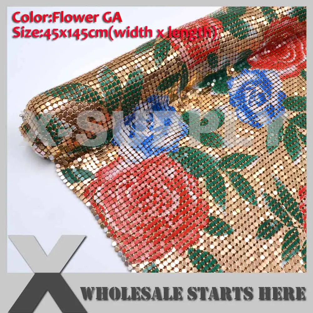 Flower GA Металлическая алюминиевая ткань, Сетчатое покрытие, без железа, клеевая подложка, используется для бюстгальтера, свадебные вечерние платья, вечерние, покрытия - Цвет: Flower GA