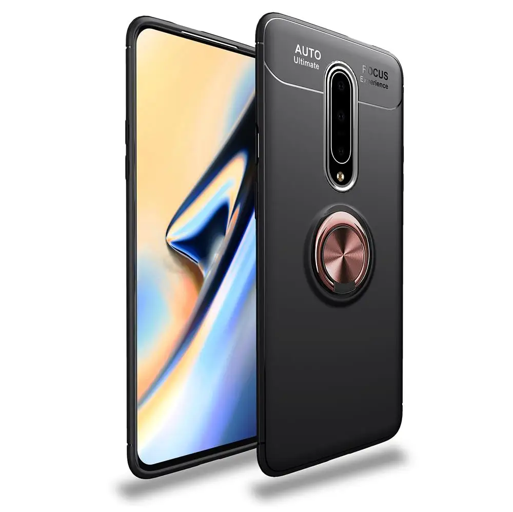 Для Oneplus 7 Pro Чехол Oneplus7 Pro Чехол кольцо держатель Мягкий Силиконовый противоударный чехол для One Plus 7 Pro 1+ 7 Pro Чехол - Цвет: black rose gold