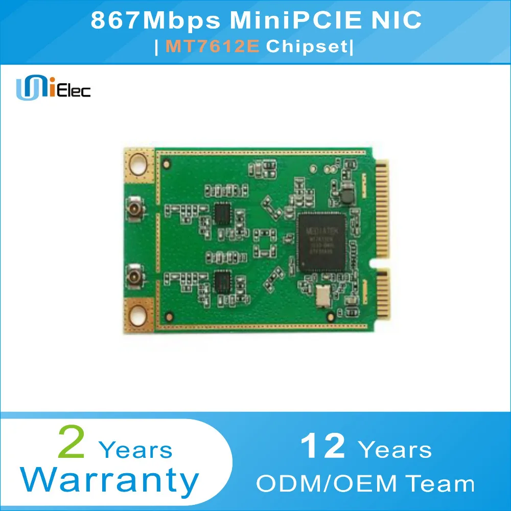 MTK MT7612 2x2 21dbm 5 ГГц 802.11ac/n/a 867 Мбит/с MT7612E MiniPCIE поддержка omnipeek NIC печатная плата PCBA ODM OEM
