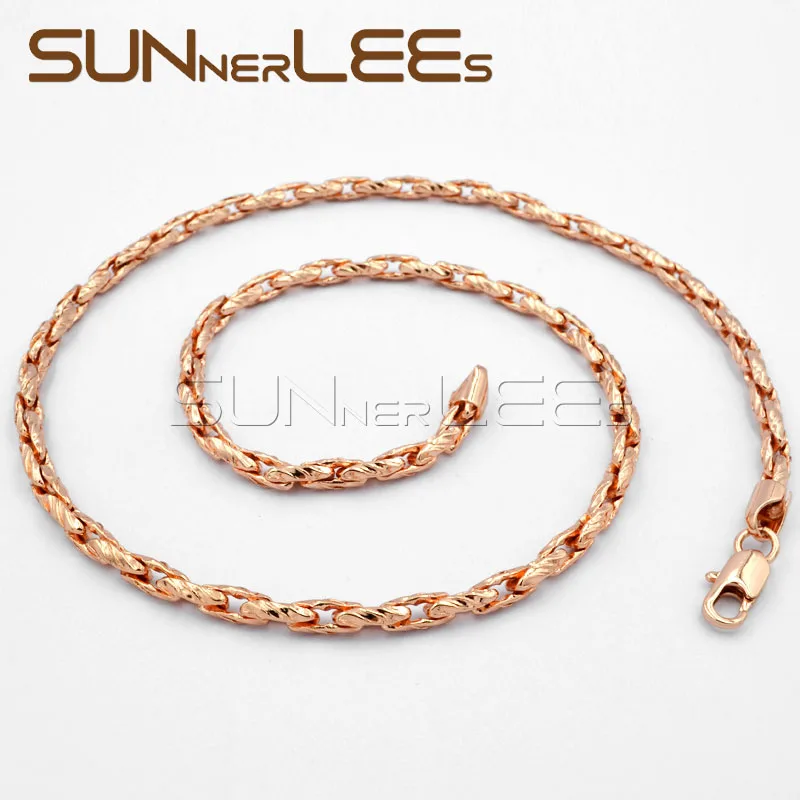 Ожерелье цвета розового золота с плетеными звеньями 5 мм|fashion necklace|necklace fashioncolorful