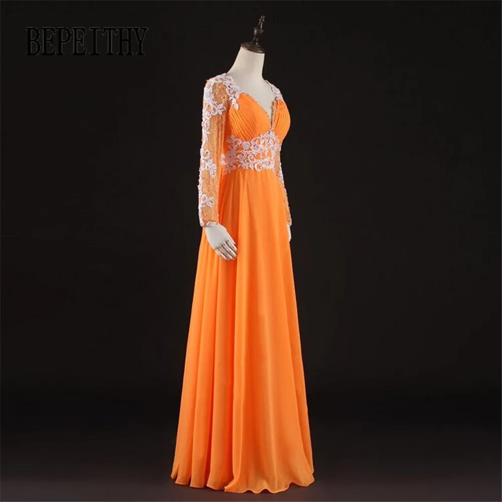 BEPEITHY Robe De Soiree шифоновое прозрачное кружевное длинное вечернее платье из органзы