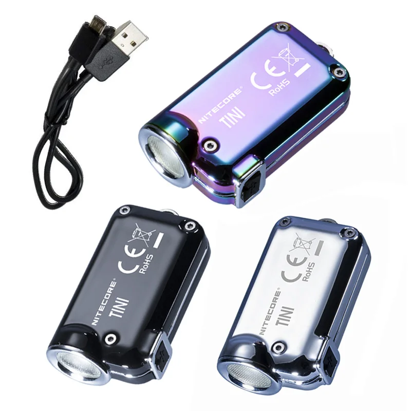 Nitecore TINI SS USB перезаряжаемая светодиодная подсветка ключа из нержавеющей стали CREE