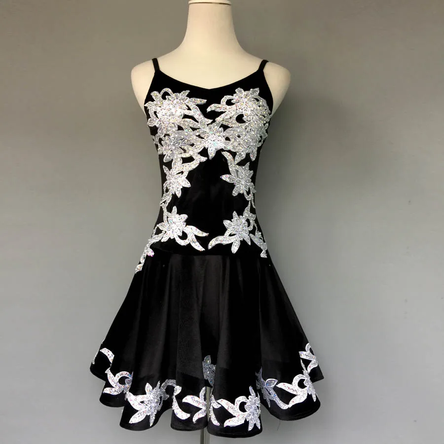 

Custom made latin dance costume sexy embroidery latin dance dress for women girl latin dance competition dresses A42 S-4XL