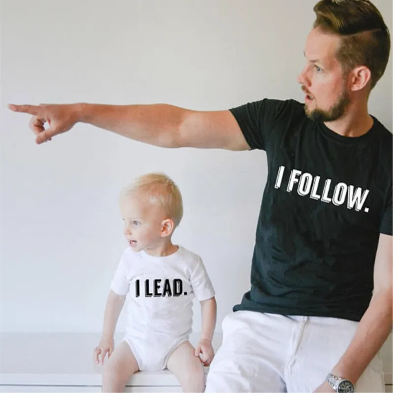Рубашка для отца сына семейный образ одинаковые наряды я следую за I Lead детские