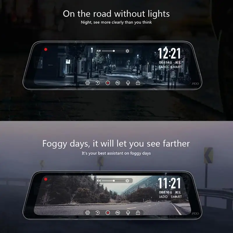JADO A650 Автомобильный видеорегистратор FHD 2MP 1080p 9,35 Дюймов ips сенсорный экран видеорегистратор Двойной Лен зеркало заднего вида Авто ADAS g-сенсор видеорегистратор