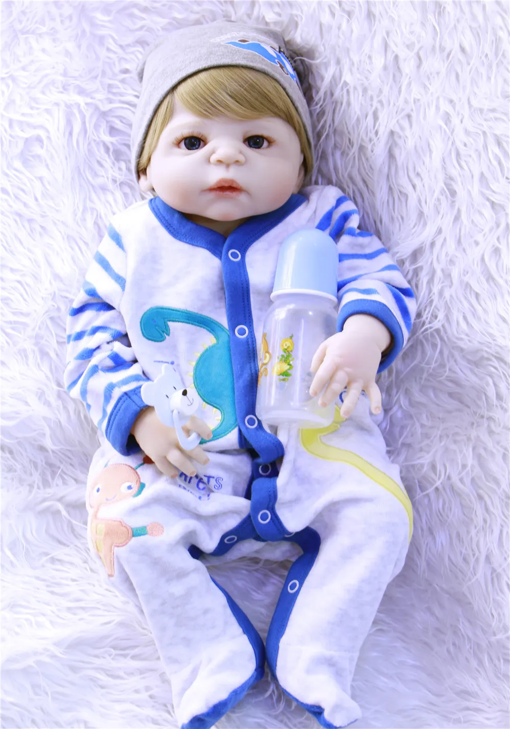 Силиконовый реборн на весь корпус 23 дюйма силиконовый для мальчика светлый малыш